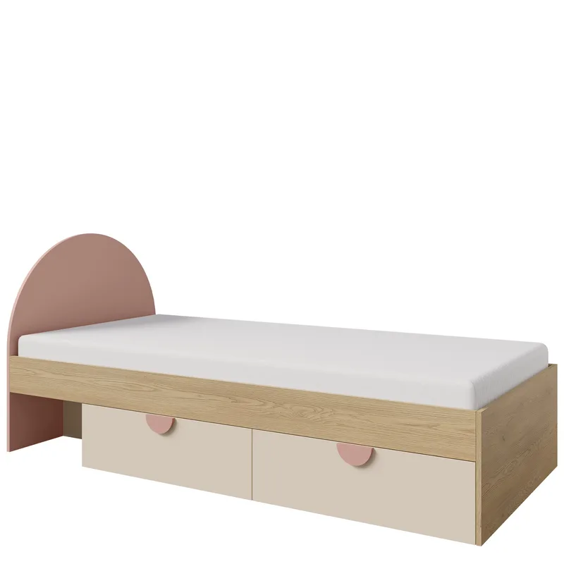 Zarek Juniorsäng 90x200 cm - Brun, rosa och beige - Möbler - Barnmöbler - Barnsäng & juniorsäng - Barnsäng med förvaring