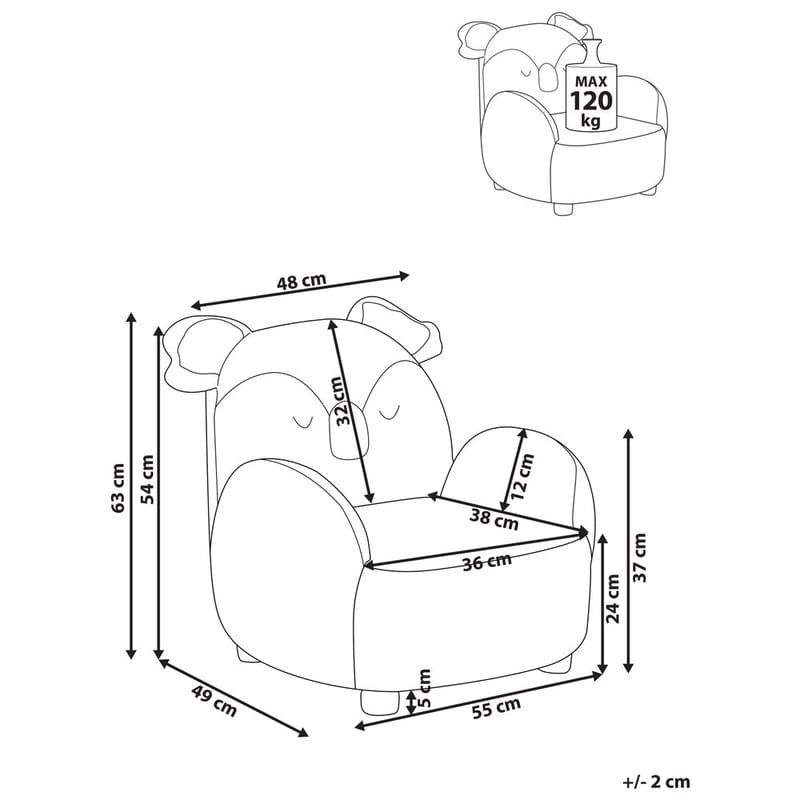 Barnfåtölj Hervik - Beige, vit, brun/55x49x63 - Möbler - Barnmöbler - Barnstol - Barnfåtölj