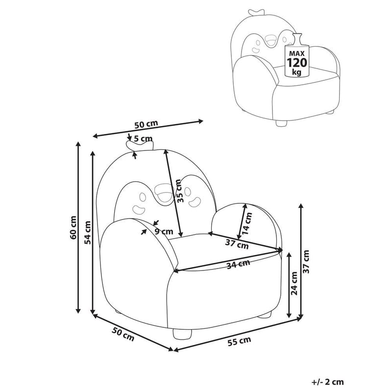 Barnfåtölj Hervik - Grå, vit, brun/50x55x60 - Möbler - Barnmöbler - Barnstol - Barnfåtölj