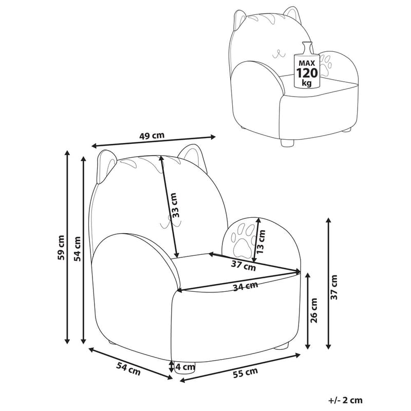 Barnfåtölj Zoar - Beige, brun - Möbler - Barnmöbler - Barnstol - Barnfåtölj