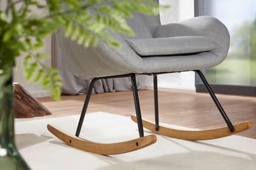 Norela Gungstol - ljusgrå med naturbrunt och svart underrede - Möbler - Barnmöbler - Barnstol - Gungstol barn