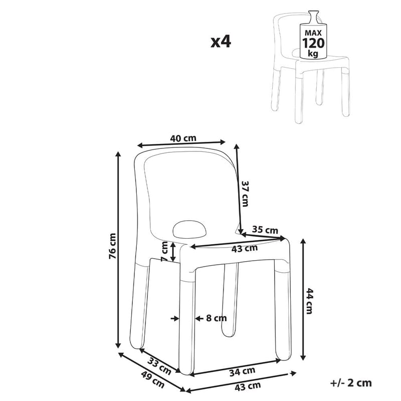 Trädgårdsstol Betim 4-pack - Röd - Utemöbler & utemiljö - Loungemöbler - Loungestol utomhus