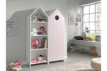 Garderob & bokhylla Rudeklint - Vit|Rosa - Möbler - Barnmöbler - Förvaring barnrum - Barngarderob