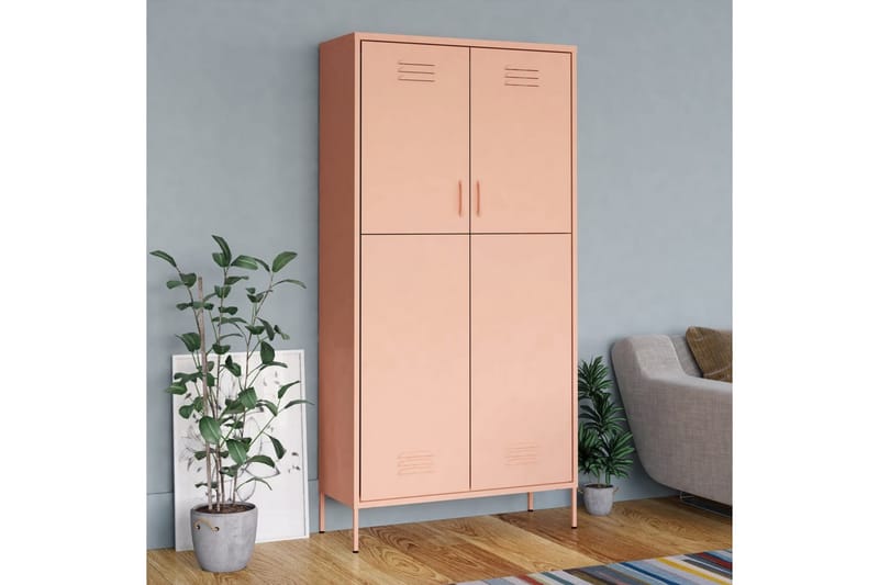 Garderob 90x50x180 cm rosa stål - Rosa - Barngarderob