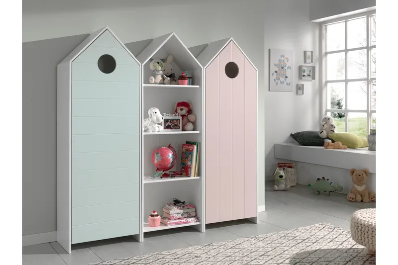 Bustorp Garderob- och hyllset, Vit/Rosa/Mintgrön