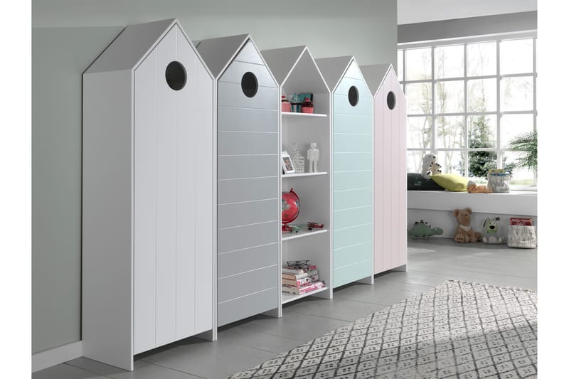 Garderober 5-pack Rudeklint - Vit/Grå/Rosa/Mintgrön - Möbler - Barnmöbler - Förvaring barnrum - Barngarderob