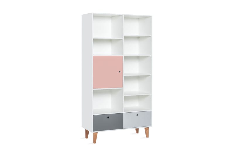 Bokhylla Concept Vit/Grå/Rosa - Mörkgrå/Grå/Trä/natur/Vit/Rosa - Möbler - Barnmöbler - Förvaring barnrum - Hylla barnrum - Bokhylla barn & boklåda