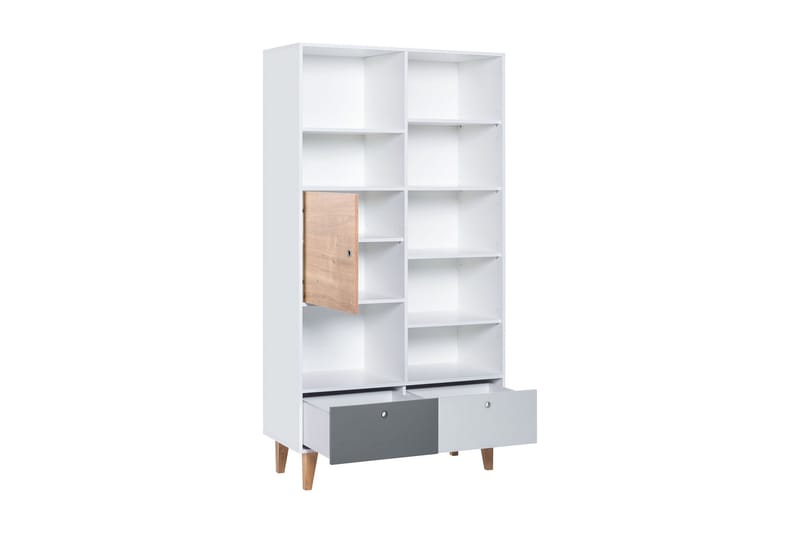 Bokhylla Concept Vit/Grå/Rosa - Mörkgrå/Grå/Trä/natur/Vit/Rosa - Möbler - Barnmöbler - Förvaring barnrum - Hylla barnrum - Bokhylla barn & boklåda