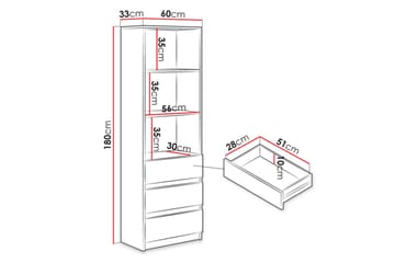 Bokhylla - Vit/Grå - Möbler - Barnmöbler - Förvaring barnrum - Hylla barnrum - Bokhylla barn & boklåda