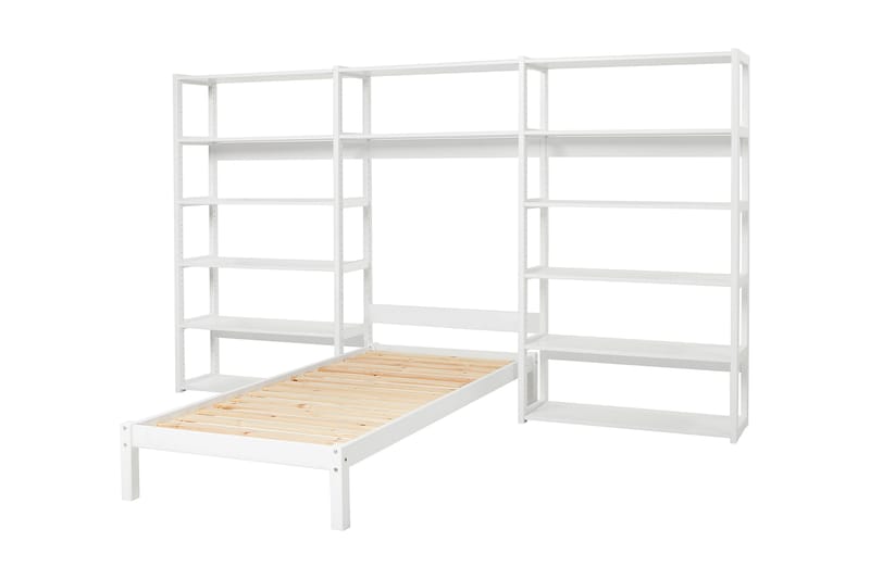 Säng Storey med Hylla 100x90x200 Vit - Bokhylla barn & boklåda