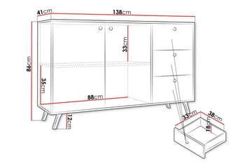 Barnskåp Emyvale 138x86 cm - Vit - Möbler - Barnmöbler - Förvaring barnrum - Skåp barnrum