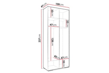 Barnskåp Greencastle 100x237 cm - Vit - Möbler - Barnmöbler - Förvaring barnrum - Skåp barnrum