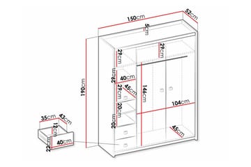 Barnskåp Rathmore 150x190 cm - Grå - Möbler - Barnmöbler - Förvaring barnrum - Skåp barnrum