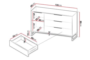 Barnskåp Staffin 135x80 cm - Vit - Möbler - Barnmöbler - Förvaring barnrum - Skåp barnrum