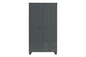 Tenney Barngarderob 55x111 cm 2 Lådor - Stålgrå - Möbler - Barnmöbler - Förvaring barnrum - Barngarderob