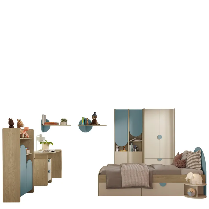 Zarek Sovrumsmöbelset, Brun, beige och blå