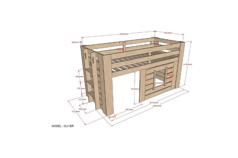 Halvhöjdssäng Oliver - Möbler - Barnmöbler - Barnsäng & juniorsäng