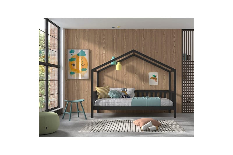 Hussäng med staket Dallas 90x200 cm Antracit - Antracit - Möbler - Barnmöbler - Barnsäng & juniorsäng