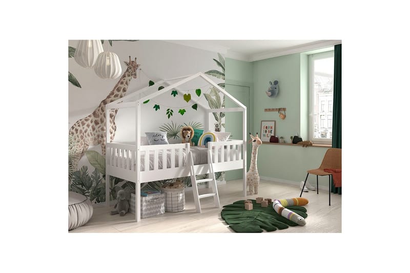 Hussäng med stege Dallas 90x200 cm Vit - Möbler - Barnmöbler - Barnsäng & juniorsäng