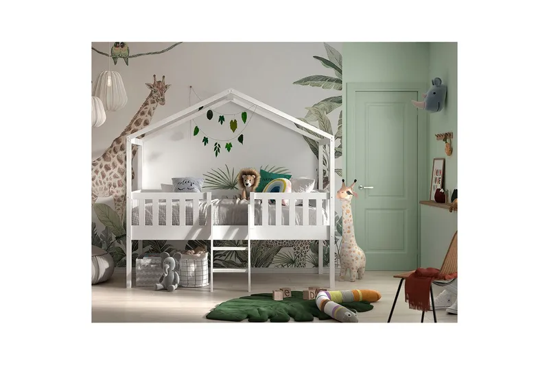 Hussäng med stege Dallas 90x200 cm Vit - Möbler - Barnmöbler - Barnsäng & juniorsäng