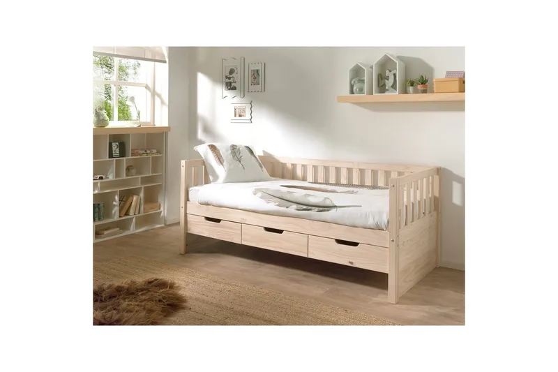 Koj säng Fritz Naturlig, Med låda - Naturlig, Med låda - Möbler - Barnmöbler - Barnsäng & juniorsäng - Barnsäng med förvaring
