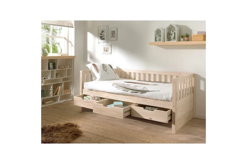 Koj säng Fritz Naturlig, Med låda - Naturlig, Med låda - Möbler - Barnmöbler - Barnsäng & juniorsäng - Barnsäng med förvaring