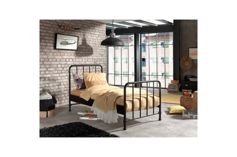 Säng Bronxx Svart, 90 x 200 cm - Svart, 90 x 200 cm - Möbler - Barnmöbler - Barnsäng & juniorsäng