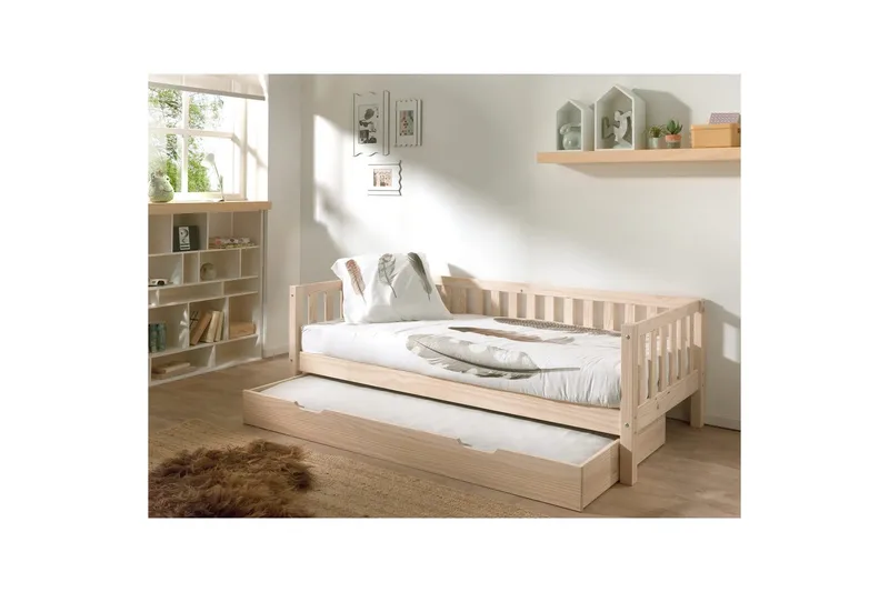 Säng Fritz med 1 Låda Naturlig - Naturlig - Möbler - Barnmöbler - Barnsäng & juniorsäng - Barnsäng med förvaring