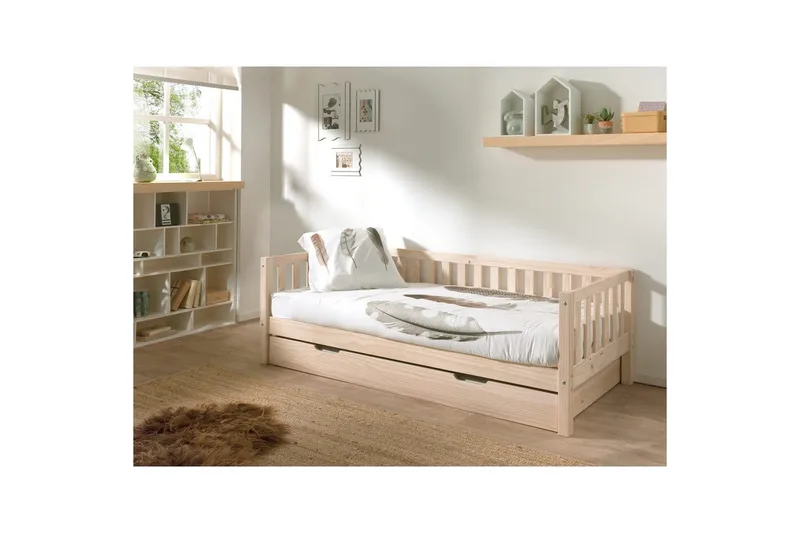 Säng Fritz med 1 Låda Naturlig - Naturlig - Möbler - Barnmöbler - Barnsäng & juniorsäng - Barnsäng med förvaring