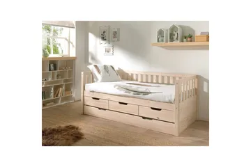 Säng Fritz med 3 Lådor och Undersäng Naturlig - Naturlig - Möbler - Barnmöbler - Barnsäng & juniorsäng - Barnsäng med förvaring