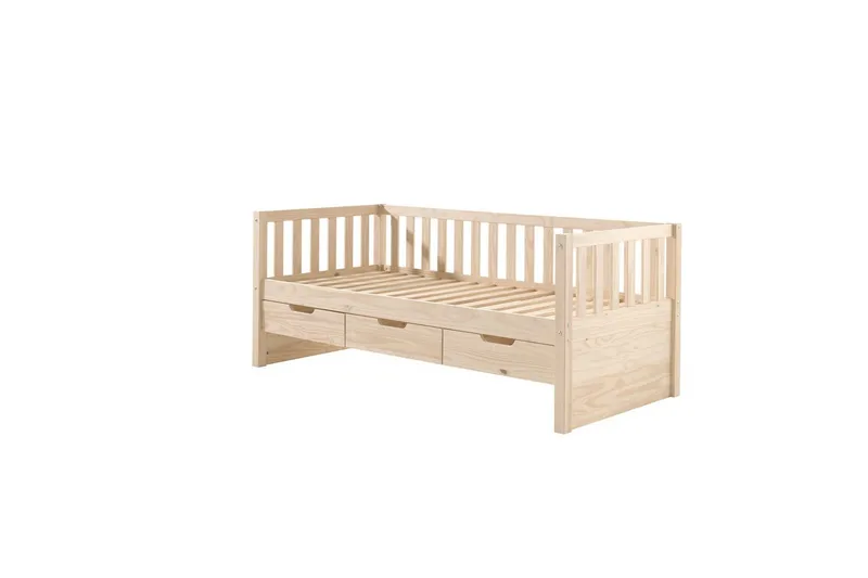 Säng Fritz med 3 Lådor och Undersäng Naturlig - Naturlig - Möbler - Barnmöbler - Barnsäng & juniorsäng - Barnsäng med förvaring