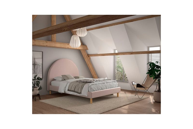 Säng med 2 nattduksbord Moon 140x200 cm Rosa - Rosa - Möbler - Barnmöbler - Barnsäng & juniorsäng