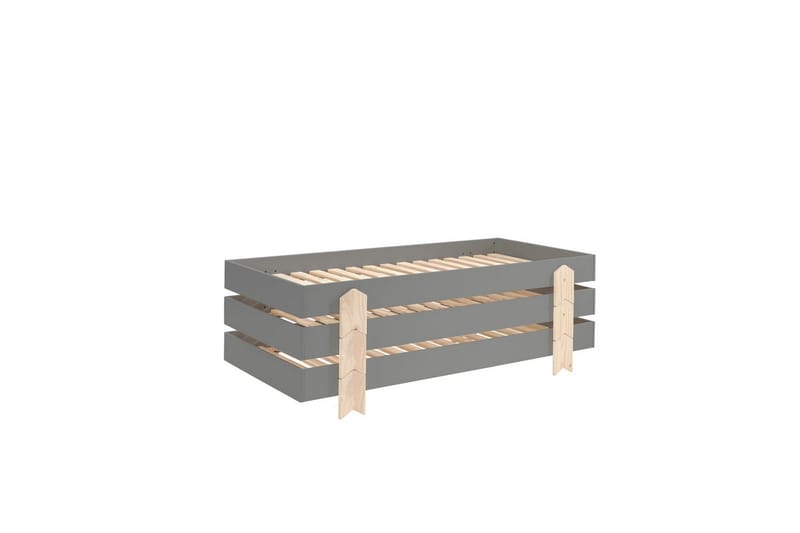 Säng Modulo med pilarfötter Grå, 3 - Grå, 3 - Möbler - Barnmöbler - Barnsäng & juniorsäng