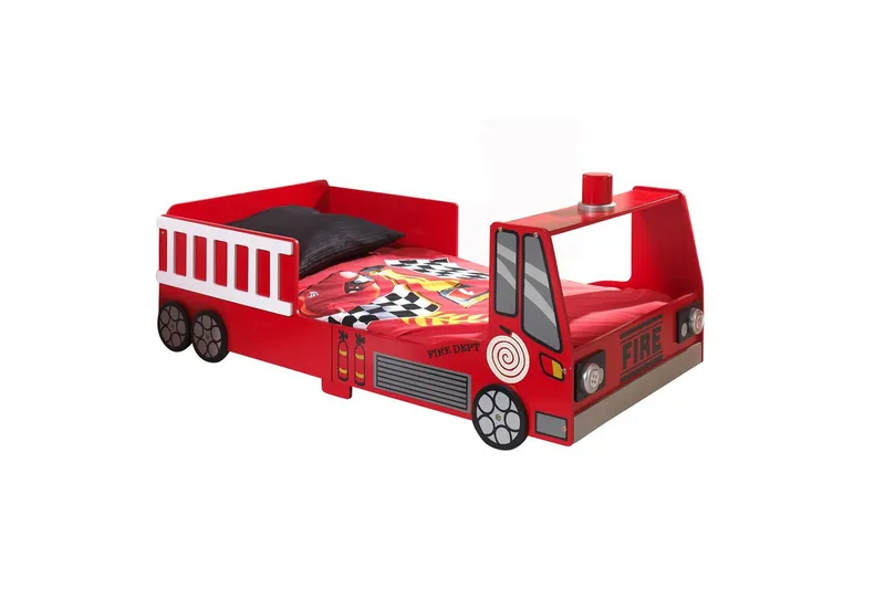 Säng Vipack för småbarns brandbil röd 70x140 cm Med madrass Vipack Red
