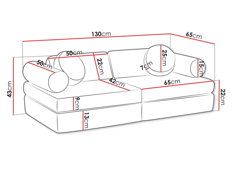Tharosin 2-sits Barnsoffa - benvit - Möbler - Barnmöbler - Barnsoffa