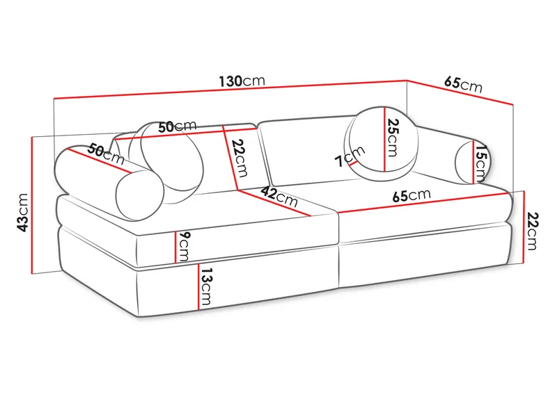 Tharosin Barnsoffa - Grå - Möbler - Barnmöbler - Barnsoffa