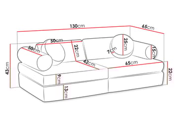 Tharosin Barnsoffa - Rosa - Möbler - Barnmöbler - Barnsoffa