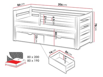Tynor Juniorsäng 80x200 cm - Beige - Möbler - Barnmöbler - Barnsäng & juniorsäng