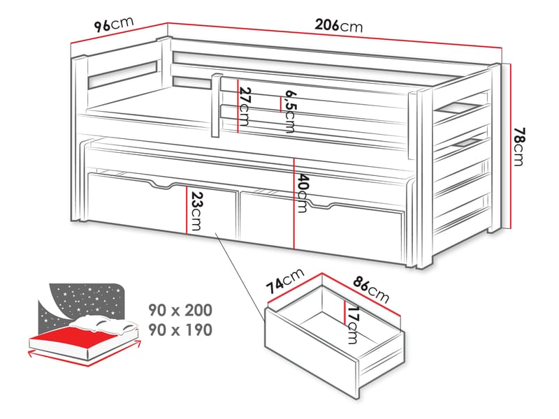 Tynor Juniorsäng 90x200 cm - Beige - Möbler - Barnmöbler - Barnsäng & juniorsäng