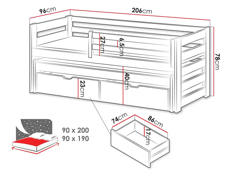 Tynor Juniorsäng 90x200 cm - Beige - Möbler - Barnmöbler - Barnsäng & juniorsäng