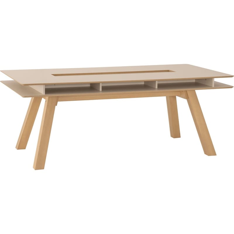 4 You Fresh Stort Rektangulärt Matbord 200 cm med Trä- och Ekutseende, Beige