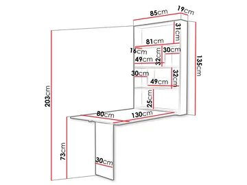 Abi Vägghängt Bord 85x203 cm - Valnöt - Möbler - Bord & matgrupp - Klaffbord & hopfällbart bord