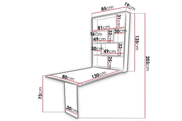 Abi Vägghängt Fällbart Matbord 130 cm - Vit - Möbler - Bord & matgrupp - Matbord & köksbord