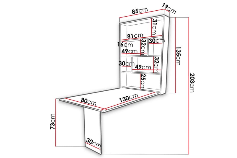 Abi Vägghängt Fällbart Matbord 130 cm - Vit - Möbler - Bord & matgrupp - Matbord & köksbord