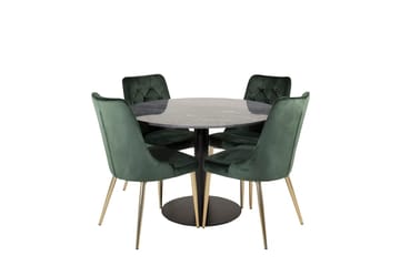 Admira Matbord 106 cm Runt Marmor med 4 Velvet Deluxe Sammetsstol - Möbler - Bord & matgrupp - Matgrupp