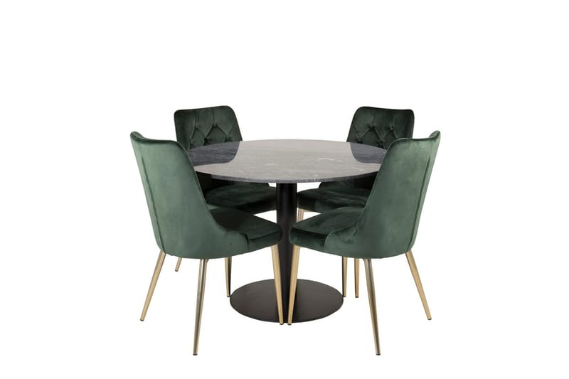 Admira Matbord 106 cm Runt Marmor med 4 Velvet Deluxe Sammetsstol - Möbler - Bord & matgrupp - Matgrupp