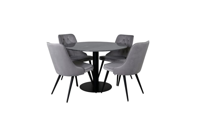 Admira Matbord 106 cm Runt Marmor med 4 Velvet Deluxe Sammetstol - Möbler - Bord & matgrupp - Matgrupp