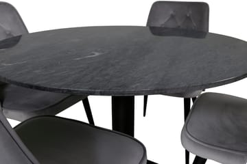 Admira Matbord 106 cm Runt Marmor med 4 Velvet Deluxe Sammetstol - Möbler - Bord & matgrupp - Matgrupp