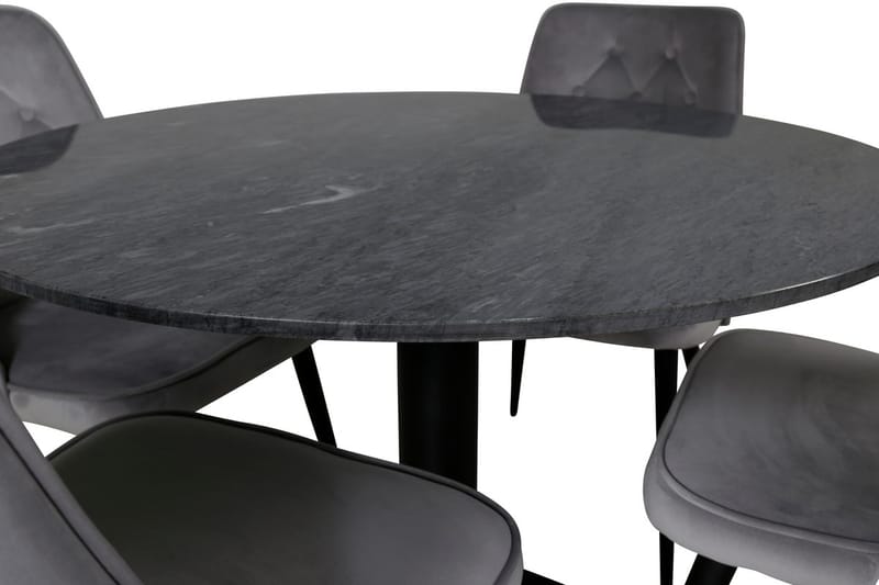 Admira Matbord 106 cm Runt Marmor med 4 Velvet Deluxe Sammetstol - Möbler - Bord & matgrupp - Matgrupp