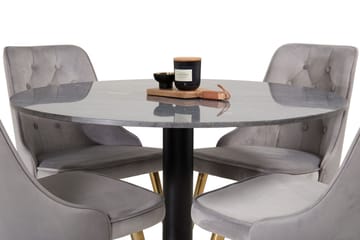 Admira Matbord 106 cm Runt Marmor med 4 Velvet Deluxe Sammetstol - Möbler - Bord & matgrupp - Matgrupp
